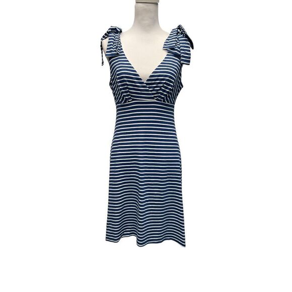 Trina Turk Blue White‎ Striped Casual Beach Sun Dress Summer Spring Size 8 - Picture 1 of 11